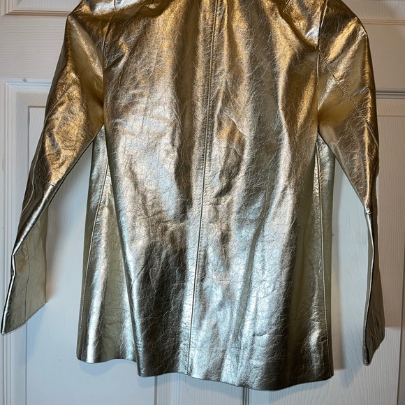 My Dear Tejas Gold Cowhide Jacket with Modern Shiny Finish - Picture 7 of 12
